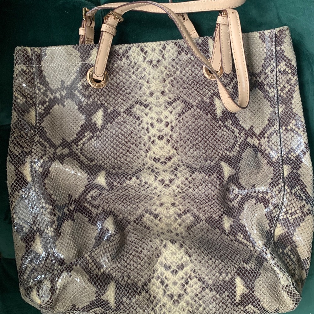 Michael Kors Python Embossed Leather Tote Bag ✨
